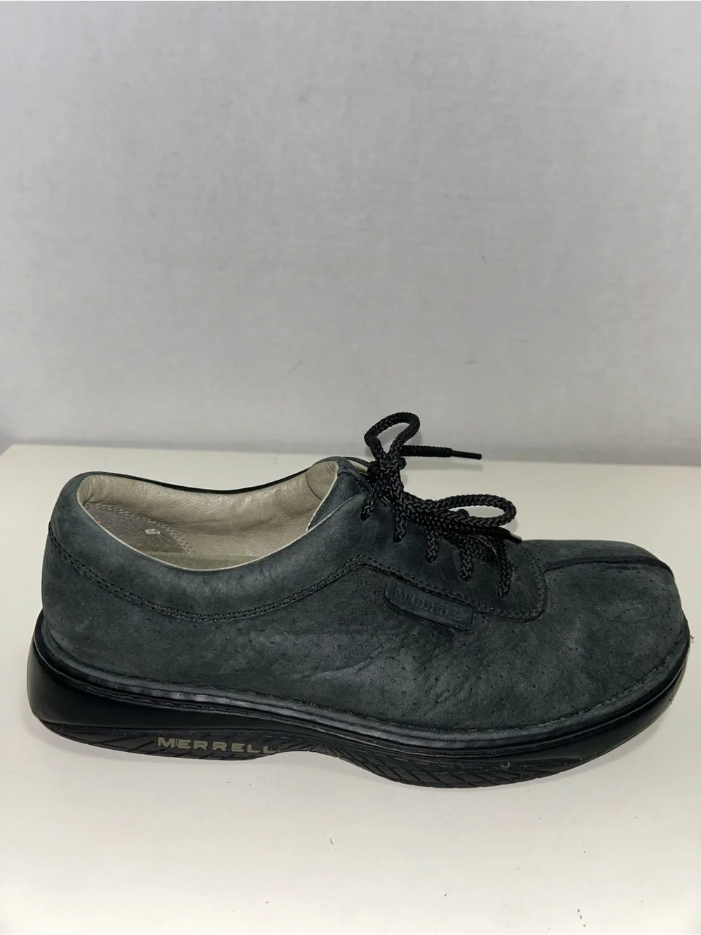 Merrell World Summit Black Perforated Leather Lace-Up Oxford Shoe